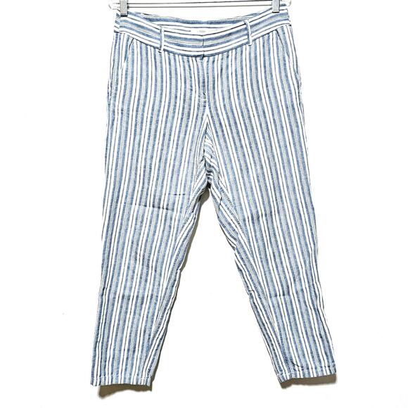 Loft Striped Linen Blend Pants Pockets Straight-Leg Women's Size 6 NWOT Beach - Picture 1 of 4